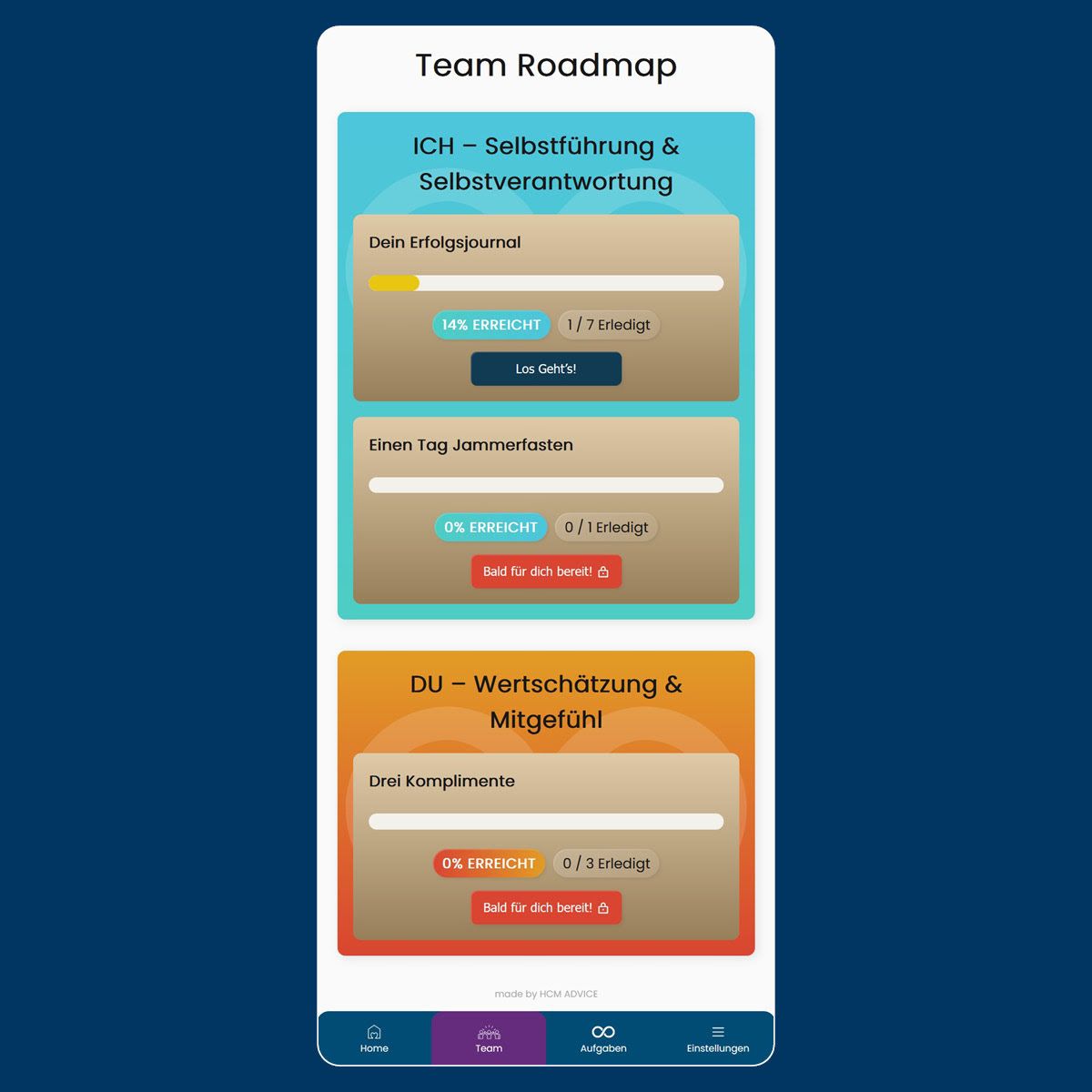 Screenshot der Momentum App